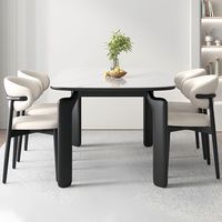 Table à manger en métal crème, noir et blanc, minimaliste, à pieds d'éléphant, rectangulaire, moderne et simple, pliable, pour petits appartements