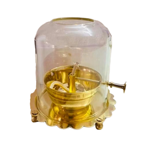 Lampe à huile indienne Jyoti Diya courte/petite en fer plaqué or, décorative pour la Pooja quotidienne, la fête de Diwali, la décoration intérieure, vente en gros OEM - Product Image 1