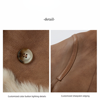 Abrigo de piel de oveja Toscana informal retro para mujer abrigo de piel auténtica de talla grande con solapa de costura