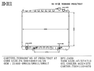 JD 28131 Hot Sales Heizkörper für 21460-0W810 21460-0W811 21460-0W817 Kühler Nissan TERRANO PR50 TD27 bei 1995-1997 Kühler - Product Image 4
