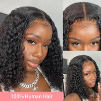 Pelucas de Cabello Humano con Cabello de Bebé Pre-Arrancado, Cutícula Alineada, Sin Procesar, Pelucas de Cabello Brasileño con Encaje Frontal 13x4 5x5, Estilo Bob, Ondas de Agua