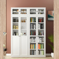 Meuble en acier en verre pour vitrine de salon avec porte en fer armoire de bibliothèque de salon