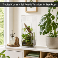 Terrarium arboricole en acrylique pour reptiles, enclos haut pour grenouilles d'arbre, habitat ventilé sur mesure, miroir usiné CNC et percé