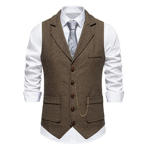 <span class=keywords><strong>Chaleco</strong></span> de traje profesional de moda con <span class=keywords><strong>cuello</strong></span> en <span class=keywords><strong>V</strong></span> de un solo pecho de poliéster/algodón de verano <span class=keywords><strong>para</strong></span> <span class=keywords><strong>hombre</strong></span> - Product Image 1