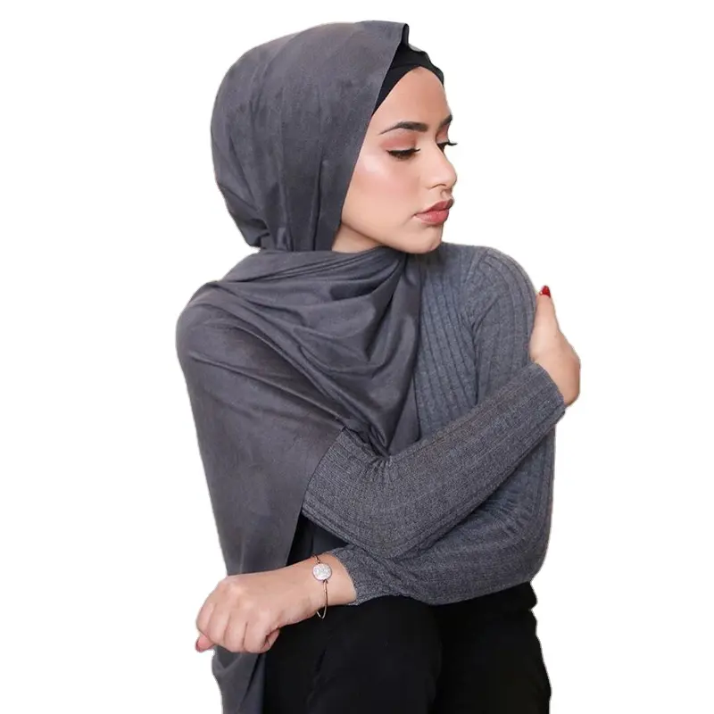 PH Commercio All'ingrosso musulmano delle donne Della Ragazza di pianura maxi di alta qualità elastico in pelle scamosciata hijab scialle di cachemire
