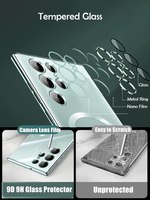 Étui de téléphone magnétique antichoc de luxe avec anneau, compatible avec les modèles S21 S22 S23 Ultra Plus, charge sans fil, coque transparente en TPU, 6 couleurs
