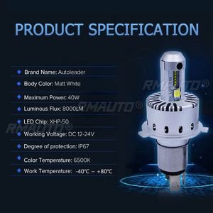Autoleader 7S ไฟหน้ารถรถยนต์หลอดไฟ LED XHP-50 40W 8000LM H7 H4 H1 H11 9005 9006ตกแต่งรถ DC12-24V 50000hrs 8000LM - Product Image 3