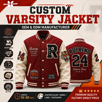 Chaqueta Varsity Personalizada con Parches de Béisbol, Bordado, Chenille, Mangas en Contraste, Botones a Presión, Estilo Urbano, Venta al Por Mayor