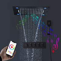 Ensemble de douche de luxe 2026 noir mat carré avec accessoires et fonction pluie musicale
