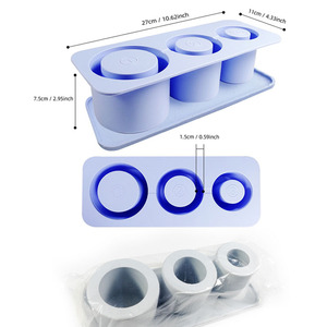 Moule à glaçons en silicone à 3 cavités pour gobelet, bac à glaçons cylindrique creux avec couvercle pour whisky, café, jus et boissons estivales - Product Image 5