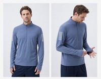 Chemises de course à manches longues avec logo personnalisé, de haute qualité, à demi-zip, respirantes, à séchage rapide, vêtements de sport pour la salle de sport, conception OEM ODM