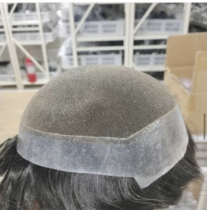 Postiche naturel pour <span class=keywords><strong>homme</strong></span>, cheveux humains, couleur mixte, couleur grise, 100% cheveux vierges européens, système de remplacement de cheveux, peau fine, toupet pour <span class=keywords><strong>homme</strong></span> - Product Image 4