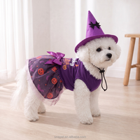 Déguisement d'Halloween pour chien : Tenue amusante à motif crâne et citrouille pour animaux de compagnie avec chapeau décoratif