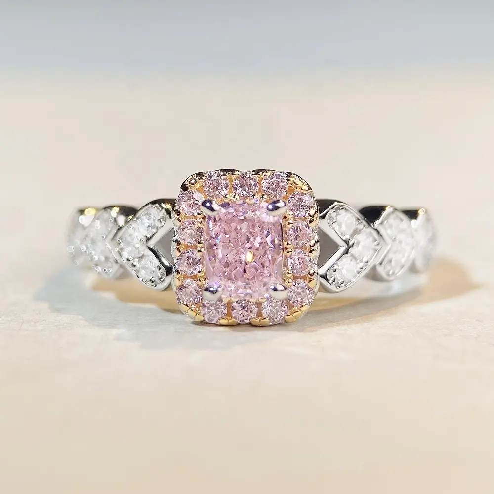 Commercio all'ingrosso artificiale 925 gioielli in argento Sterling minimalista rosa gemma 925 anelli a forma di cuore in argento per donne e ragazze
