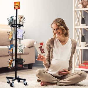 Pockets Rotating Postcard Stand <strong>Wire</strong> <strong>Greeting</strong> Holder Shelf Gift <strong>Card</strong> Rotating <strong>Display</strong> <strong>Rack</strong> - Product Image 2