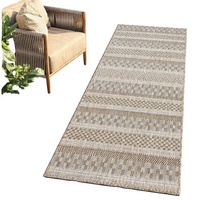 TAPISO Melissa Runner Rug Hallway Outdoor Indoor Brown Black Modern Pattern UV-Resistant Weatherproof Polyester Flat Pile