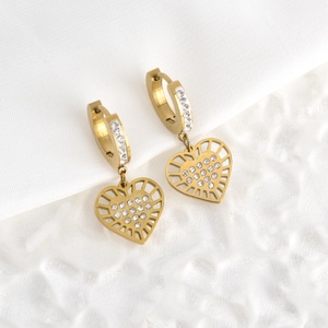 Joyería de Moda, Aretes de Acero Inoxidable con Baño de Oro de 18k y Diamantes de Colores para Mujer, Estilo Lujoso - Product Image 3