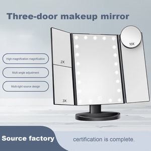 2025 LED Cosmetic Makeup <b>Mirror</b> Foldable 180 Degree Smart Touch Screen Square Hot Selling Desktop <b>Mirror</b> - Product Image 1