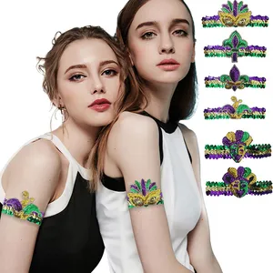 Trang điểm mới bóng bên Carnival Mardi Gras sequin Vòng đeo tay thời trang ba màu armband