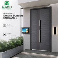 Porte d'entrée intelligente intégrée de style nouveau avec poignée à vision intelligente et structure silencieuse en forme de T pour appartement moderne