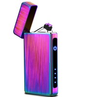 Briquet électrique à double arc à LED sans flamme rechargeable par USB pour fumer des cigares ou des cigarettes avec logo personnalisé
