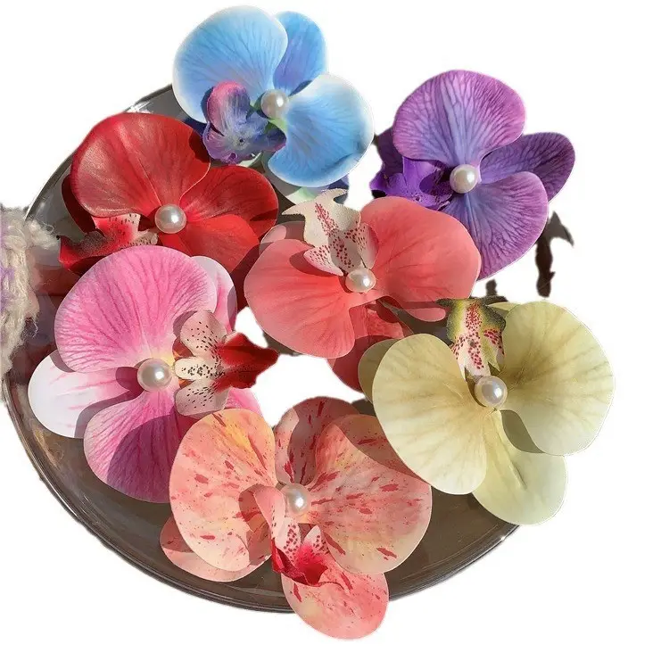 Grampo de cabelo floral de orquídea para mulheres, acessório coreano para cabelo de meninas, franja lateral doce, acessório de venda imperdível
