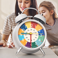 Réveil silencieux pour enfants à mouvement mécanique, design artistique en métal, motif dessin animé lumineux, fonction snooze, idéal pour l'éducation préscolaire