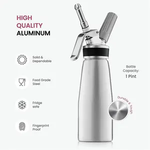 Everich New Arrival Sweet Tool Aluminum Cream Whipper Hot selling Whipped Cream Dispenser with Tips and Cleaning Brush