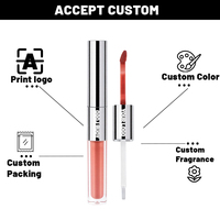 Gloss à lèvres mat double embout 2-en-1, huile à lèvres effet miroir, non-transfert, haute pigmentation, longue tenue, hydratant, pour marque privée