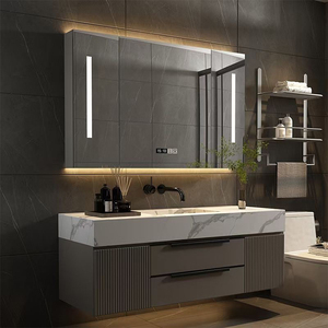 SANTOPOVA-<span class=keywords><strong>Espejo</strong></span> led inteligente <span class=keywords><strong>con</strong></span> <span class=keywords><strong>luz</strong></span> para <span class=keywords><strong>baño</strong></span>, tocador de madera <span class=keywords><strong>y</strong></span> mármol negro, <span class=keywords><strong>armario</strong></span> de <span class=keywords><strong>baño</strong></span> - Product Image 4