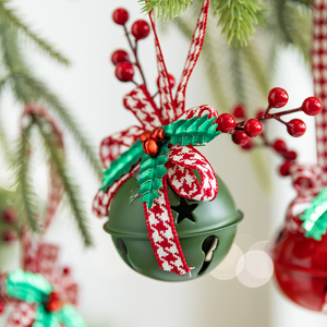 New High Quality Wrought Iron Bow Bell <b>Christmas</b> <b>Tree</b> Wind Bell Pendant Holly Leaves Red Berries Holiday Decorations Window - Product Image 6