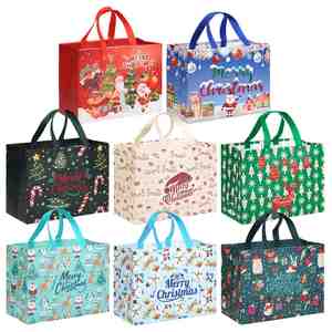Cartoon Reusable Non-Woven Medium Size <b>Christmas</b> Shopping <b>Bags</b> Handles Tote <b>Bags</b> for Presents <b>Gifts</b> Wrapping - Product Image 4