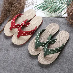 Zomer 6 Kleuren Vlas Thuis Slippers Vrouwen Slapping Strand Slippers Antislip Hawai Chappal Slipper