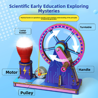 DIY Handkurbel-Generator Multifunktionales STEM-Kit Holz-Physik-Elektrizitäts-Wissenschaftsexperiment-Spielzeug für Kinder Schulprojekt Farbig