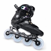 Patins à roulettes de compétition pour enfants, châssis quad en fibre de carbone, roues en PU, fermeture réglable, modèle d'entraînement au slalom L009