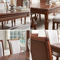 Table à manger en bois massif de style américain, extensible pour 8/10 personnes, ensemble table et chaises ; mobilier pour restaurants et hôtels