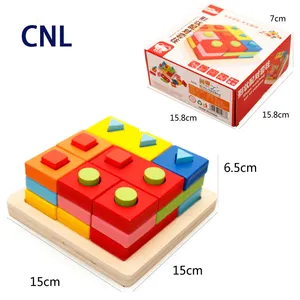 Blocco da costruzione in legno geometrico impilabile forma colorata Puzzle 3D giochi giocattolo educativi per bambini
