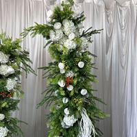 IFG Décoration de mariage en gros, arche de fleurs artificielles en soie verte de 7 pieds + 6 pieds, toile de fond pour la décoration d'événements de mariage