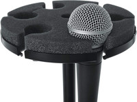 Support de microphone portable en métal réglable OEM avec 6 supports de micro, trou pour câble et mousse, compatible filaire/sans fil, noir