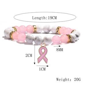 Nueva llegada joyería de concientización sobre el cáncer de <span class=keywords><strong>mama</strong></span> blanco rosa ópalo pulsera con cuentas cáncer de <span class=keywords><strong>mama</strong></span> Rosa cinta encanto mujeres pulseras - Product Image 2