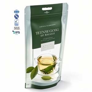 Custom Powdered Green Tea <b>Pouches</b> Packaging <b>Food</b> Stand up Plastic Bags <b>Reusable</b> Ziplock Mylar Bags With Window - Product Image 2