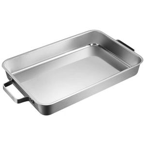 Stainless Steel Grilled Fish Pan Rectangular Gold Double Ear Flat Bottom For Grill Oven Induction Cooker Durable Uncoated Pot - Product Image 4