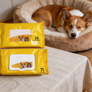 Lenços Higiênicos Biodegradáveis Personalizados <span class=keywords><strong>OEM</strong></span> Sem Álcool para Limpeza Corporal e de Patas de Animais de Estimação - Lenços para Cuidado de Cães - Product Image 2