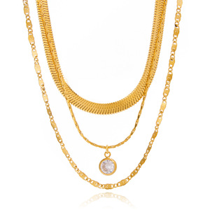 Three Layer <b>Titanium</b> Steel Zircon Necklace With Bezel Setting For Women Party Jewelry Clavicle <b>Chain</b> - Product Image 5