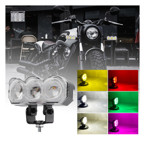 Projecteur LED externe haute luminosité pour <span class=keywords><strong>moto</strong></span>, 3 lentilles, blanc, jaune, <span class=keywords><strong>clignotant</strong></span>, anneaux lumineux multicolores, <span class=keywords><strong>moto</strong></span> électrique - Product Image 6