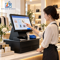 Caisse enregistreuse POS à écran tactile capacitif de 15 pouces, processeur I3/I5/I7, Wi-Fi 6, Bluetooth 5.2, NFC, Windows 10, Android