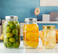 Bocaux Mason 8oz 12oz 16oz 32oz avec couvercles et paille Bocaux en verre transparent pour la conservation et la fermentation des aliments iso9001
