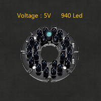 Plaque ronde à 80 degrés Ampoule de carte d'illuminateur IR 5V 940nm Carte LED infrarouge IR pour caméra de sécurité CCTV