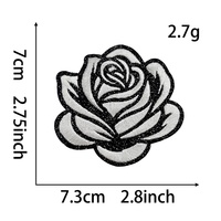 Patch brodé en forme de rose avec base scintillante, à thermocoller, patch brodé rose
