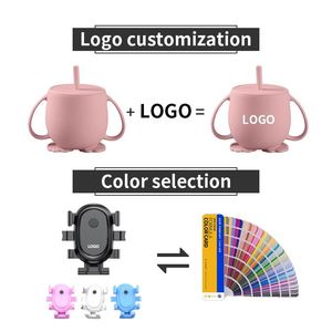 Gobelet à bec pour bébé en silicone personnalisé, petit, réutilisable, sans BPA, bouteille d'eau en silicone pour enfants avec paille - Product Image 6
